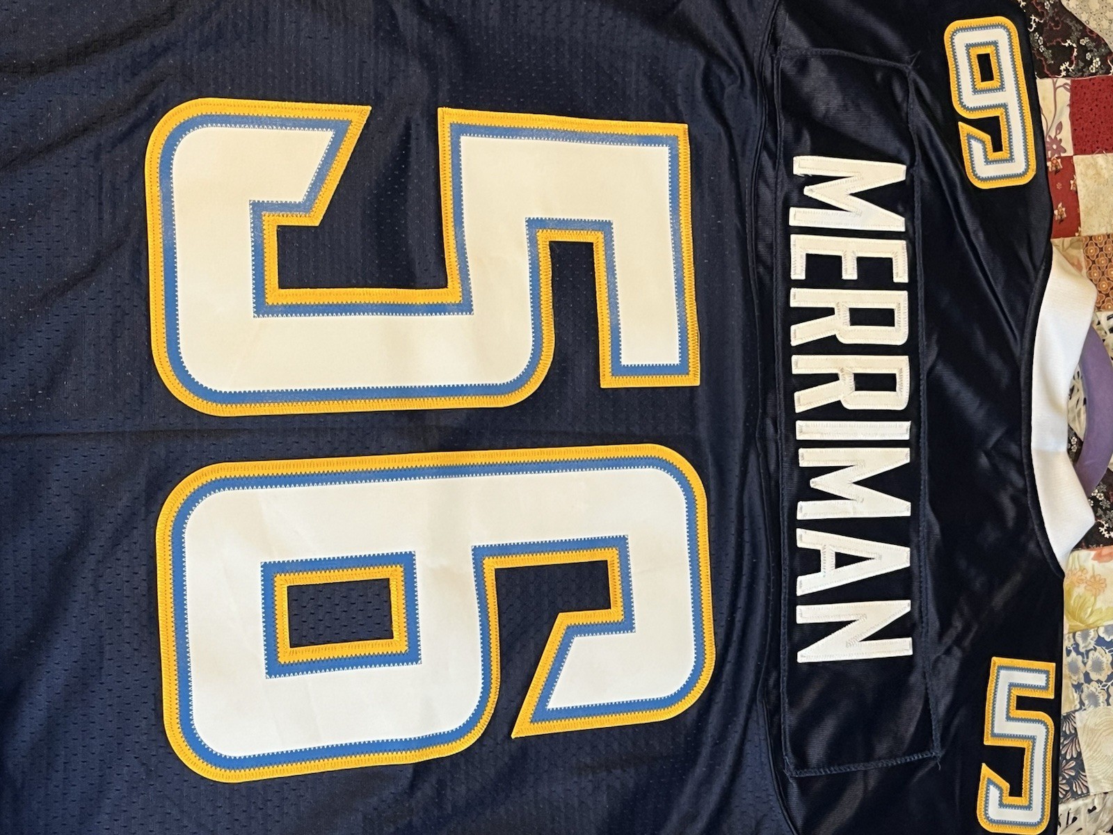 Two San Diego Chargers Shawne Merriman #56 NFL Blue Jerseys Size L / G Reebok thumbnail 13
