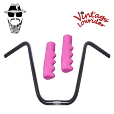 Original Lowrider 13" 22.2 D Handlebar Black 120mm Grips Solid/Pink