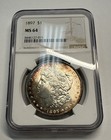 1897 P Morgan Silver Dollar US $1 NGC MS64 Toned — photo 3
