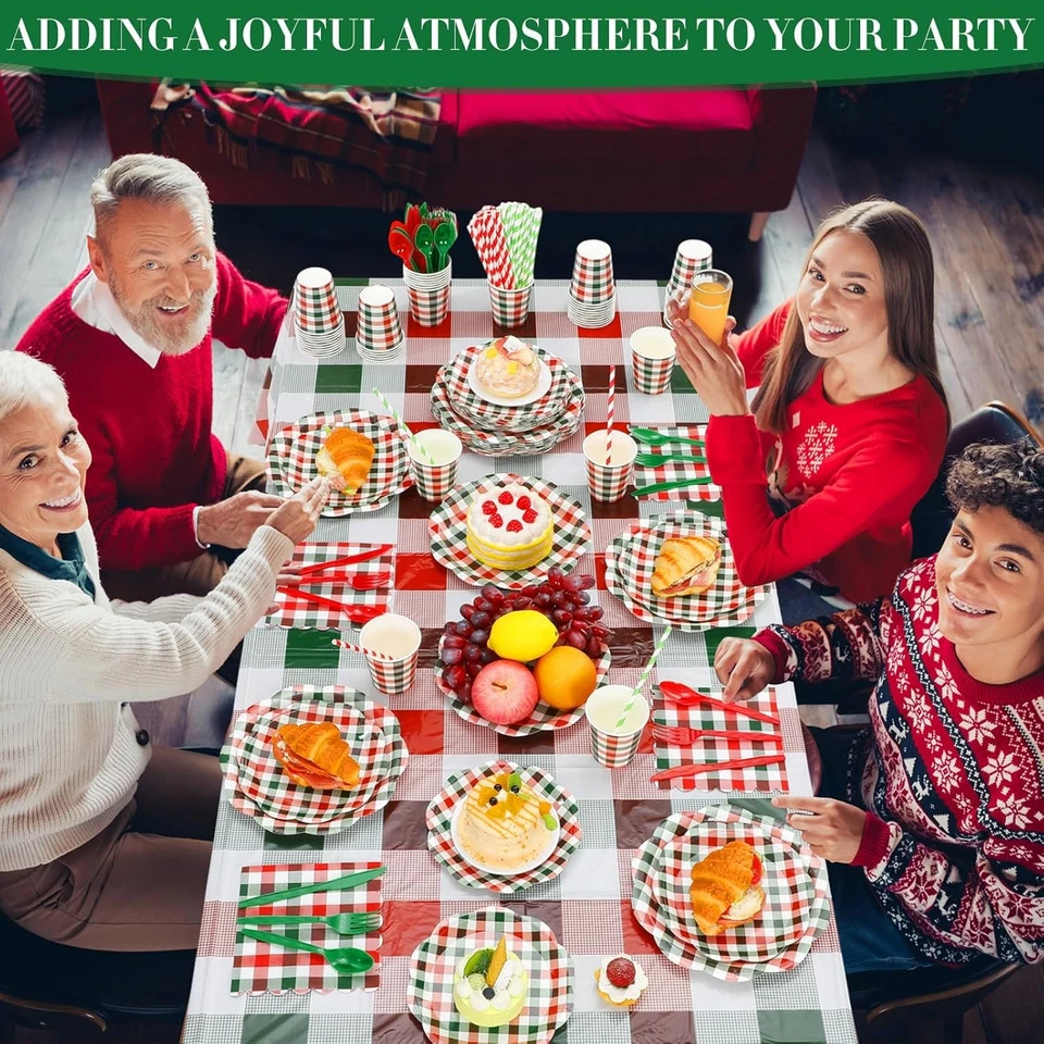 452 Pcs Christmas Buffalo Plaid Party about 9 oz in capacity, Red and Green  - Image 4 of 4