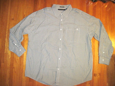 Sean John Y2K Tailored Fit Green/White Check Long Sleeve Shirt Size 3XL New