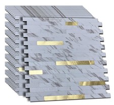 weimeisc 10-Sheet Peel and Stick Backsplash Tile, PVC Mixed Metal Stick on Ba...