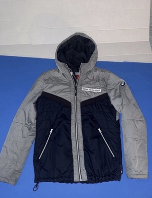 Puma BMW Motorsport Hooded Puffer Jacket Mens Blue Gray Small Germany Coat