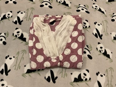 Divina Of Switzerland Women s Dress Size 38 Purple White Polka Dot Front Buttons