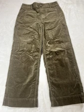 Talbots Corduroy Wide Leg Pant Women 8 Olive Green High Rise Mom Dark  Academia