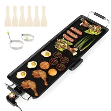 27" Large Electric Griddle with Adjustable Temperature Thermostats and Drip Tray