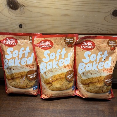 Lot of 3 Betty Crocker Soft Baked Cookie Mix Ltd Ed Pumpkin Spice Exp 6/26