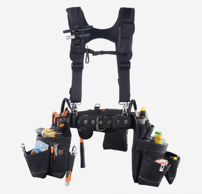 Tool Belt Electricians Work Belt with Suspenders 19 Pocket Tool Pouch Bag