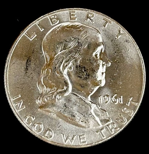 1961-D 50C Franklin Half Dollar Brilliant Uncirculated BU - 25554