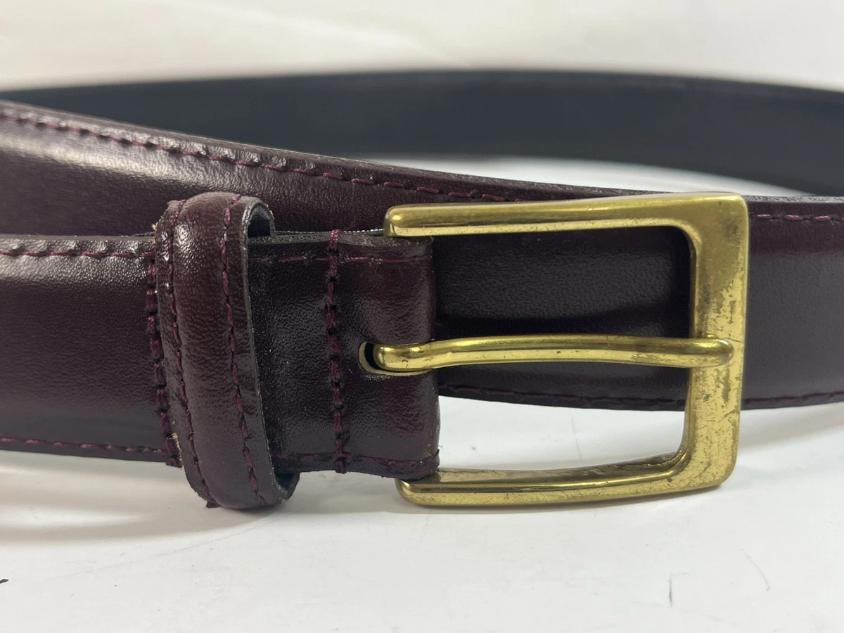 Vintage minimalist Mod oxblood Leather Old money gold buckle Belt sz34 Women Thin Oxblood Belt - Etsy main image 4