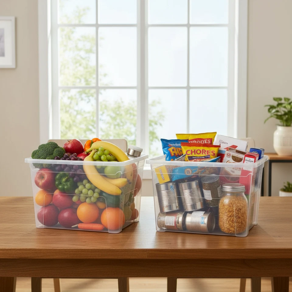 Plastic Storage Boxes with Clear and Black Lids Heavy Duty Stackable Quality NEW - Image 3 of 4