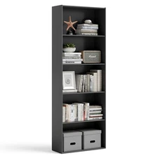 5-Shelf Utility Storage Cabinet Stand Bookcase Display Rack Modern Style Black