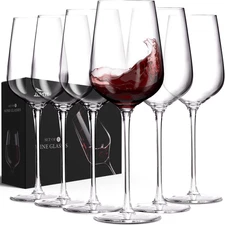 Wine Glasses Set of 6, Crystal Glass with Stem for Drinking Red/White/Cabernet W