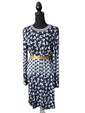 TORY BURCH SILK shift dress blue purple Mid Century inspired resort vacation XL