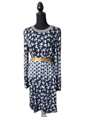 TORY BURCH SILK shift dress blue purple Mid Century inspired resort vacation XL