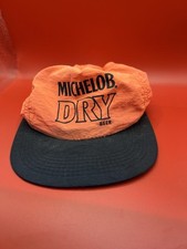 Vintage Michelob Dry Snapback Hat Florescent Orange  Black Made in U.S.A