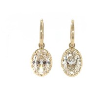 GIA 7.86 Carat Antique Oval Cut Diamond Drop Hoop Earrings