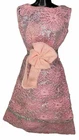 Vintage 1969 Shillman Pink Lace Dress Barbie Clone Outfit Silver Shimmer Bow