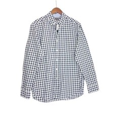 NWT J.McLaughlin Collis Shirt Navy White Gingham Check Button Down Casual Mens M