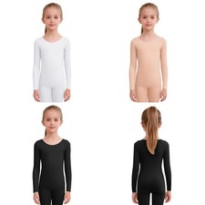 Girls Shirts Practice Tops Long Sleeve Underwear Running Compression Dance Soft