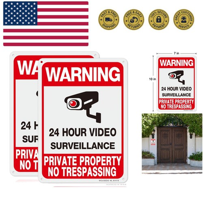 #ad 2 Pack Private Property No Trespassing SignVideo Surveillance Signs Outdoor... $6.99