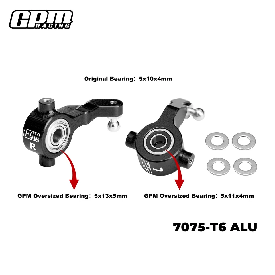 GPM 7075 Alloy Front Steering Blocks With Oversize Bearing For TAMIYA 1/10 DT-04 - Image 2 of 3