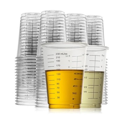 50 Disposable Measuring Cups 8 oz - Plastic Paint Measuring Cups and Disposab...