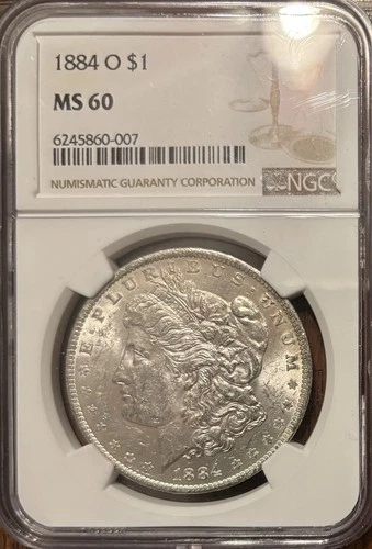 1884-O Morgan Silver $1 Dollar - NGC MS60