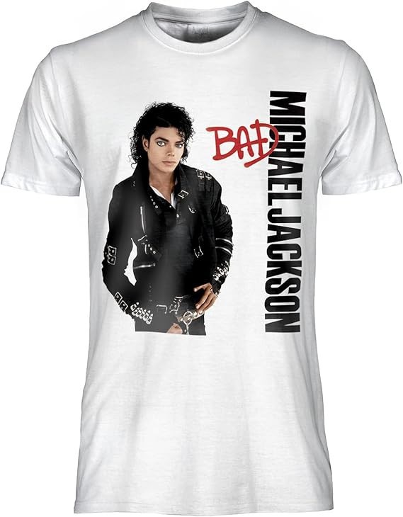 MICHAEL JACKSON T-Shirt Shirt weiß Erwachsene BAD Baumwolle Qualitätsdruck