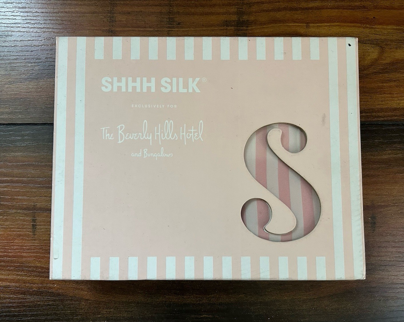 Shhh Silk Pillowcase Beverly Hills Hotel Pink White Stripe Mulberry Silk NEW