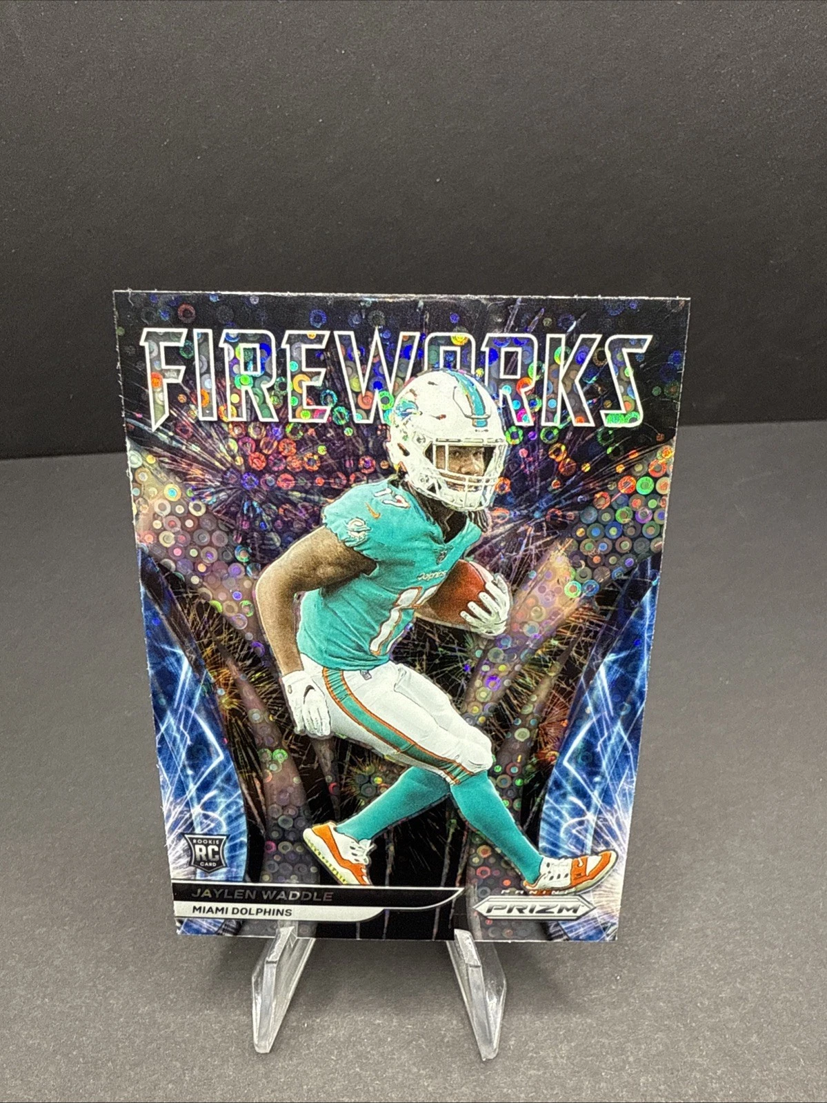 Jaylen Waddle 2021 NFL Panini Prizm No Huddle Disco Fireworks Rookie RC Dolphins