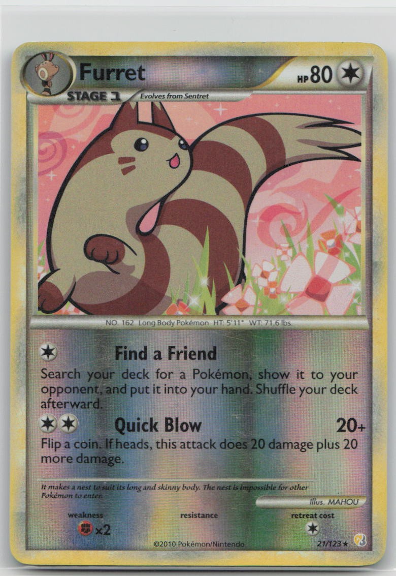 Furret 21/123 HeartGold SoulSilver Reverse Holo