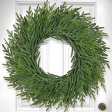 26 Inch Christmas Wreaths for Front Door Real Touch Large Xmas Winter Pine Ce...