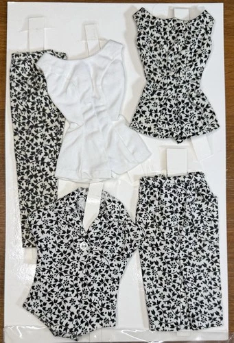 Vintage 1962-1963 Barbie Black & White Floral Pattern Outfit Fashion PAK Set