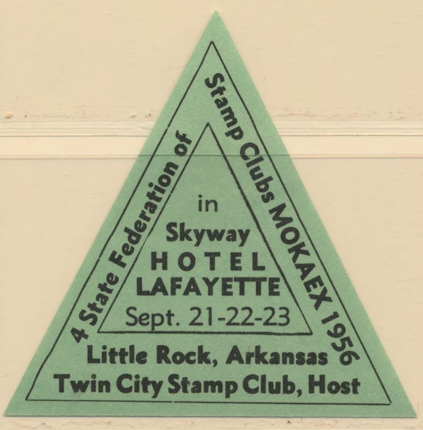 USA Little Rock AR Twin City Stamp Club MOKAEX 1956 MLH