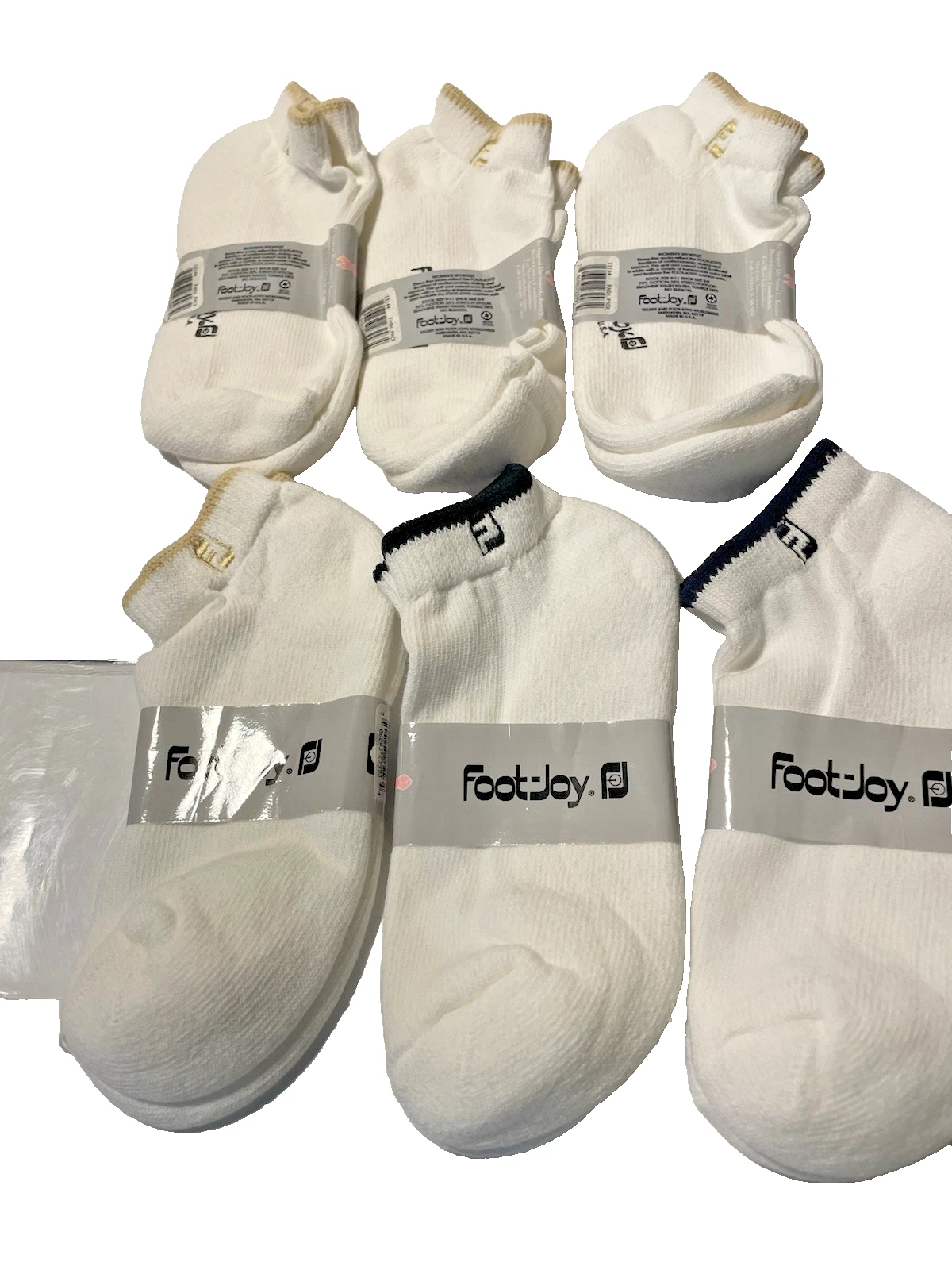 Lot of 6 Vintage FootJoy Women's Sportlet Ankle Socks White Golf Size 9-11 NOS