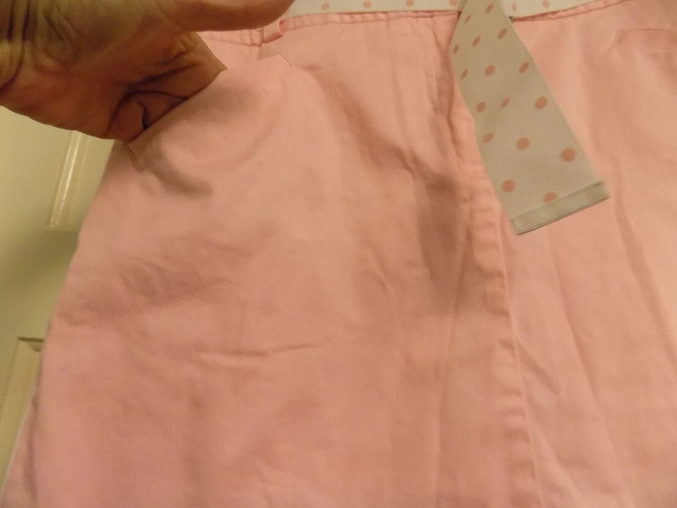 Izod Women Flat Front Tennis Golf Skort Skirt Solid pink w polka dot belt EUC 8 - Image 3 of 4