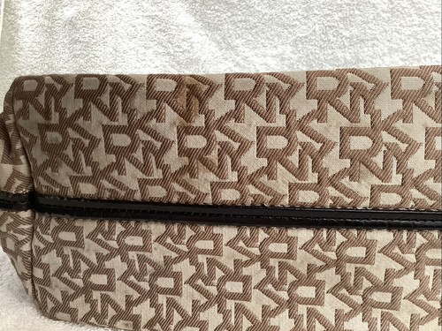 Womens DKNY Brown Leather & Canvas Monogram Top Handle Handbag With Dust Bag - Picture 7 of 13