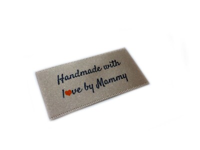 Handmade with love by Mammy Etiketten Etiketten - Silberband zum Einnähen - 25x40mm flach