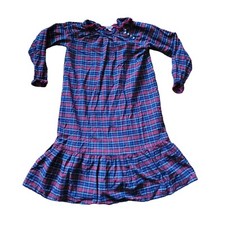 Jeanine Johnsen Tartan Plaid Red Navy Nightgown Girls SZ 7 Christmas Cottage