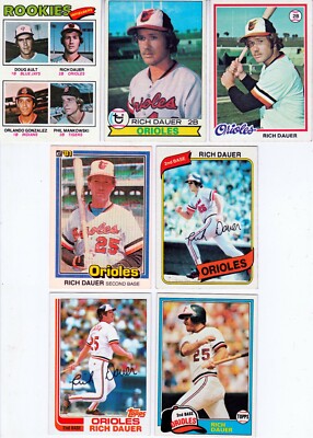 20 RICH DAUER different cards lot vintage RC vintage 1977 - 1986 career Oriole