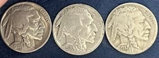 BUFFALO INDIAN HEAD NICKEL LOT (3) COINS WITH FULL DATES ALL DIFFERENT DATES