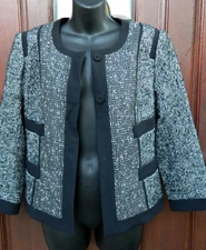 NARCISO RODRIGUEZ DESIGN NATION TWEED JACKET 2 BUTTON CLOSURE SZ S NWOT BLACK