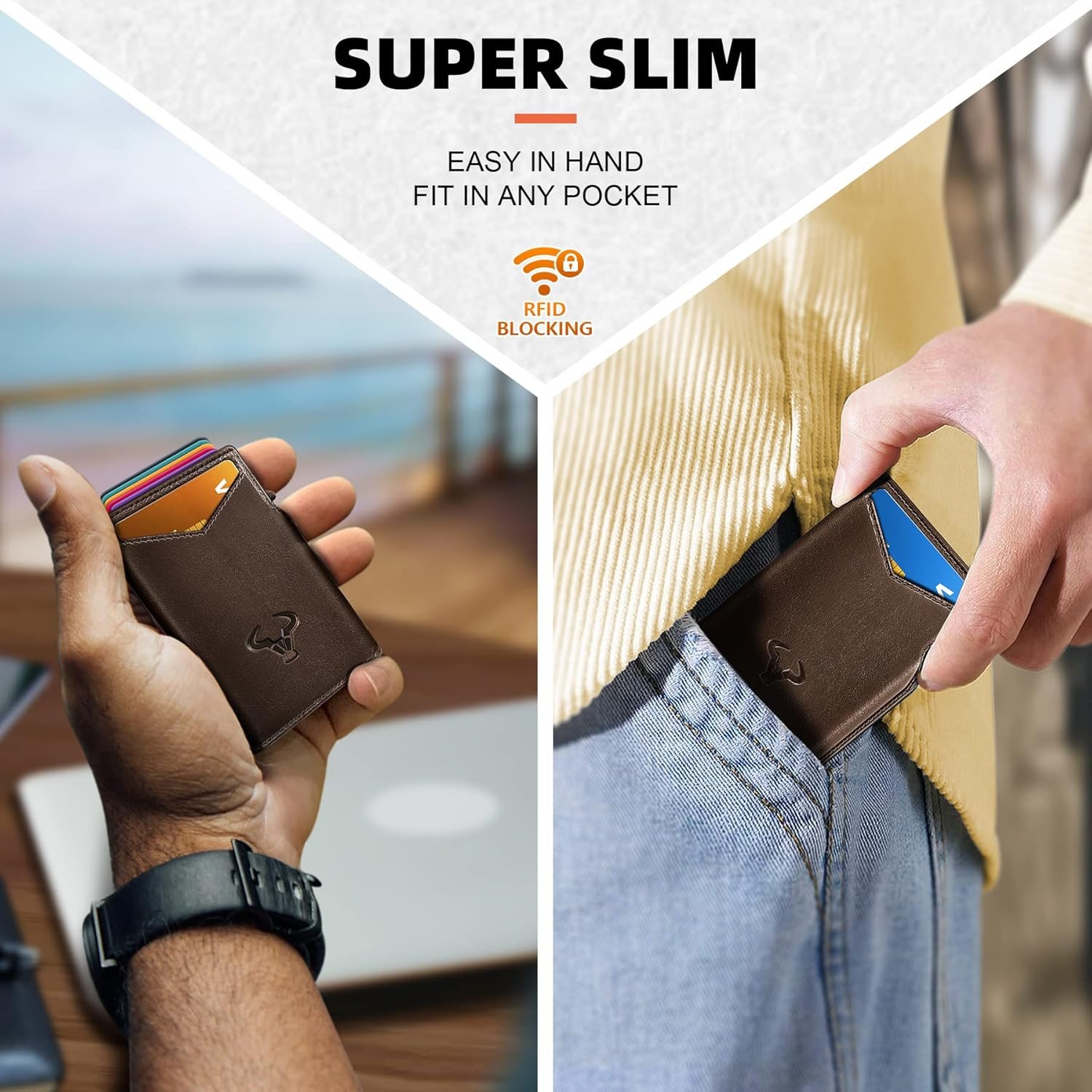 Men Wallet Gift BoxedSlim Front Pocket Wallet Money Clip Card Holder 3