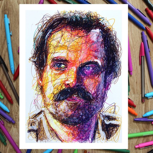 Hopper Ballpoint Pen Print, Stranger Things Art Poster - Picture 3 of 3