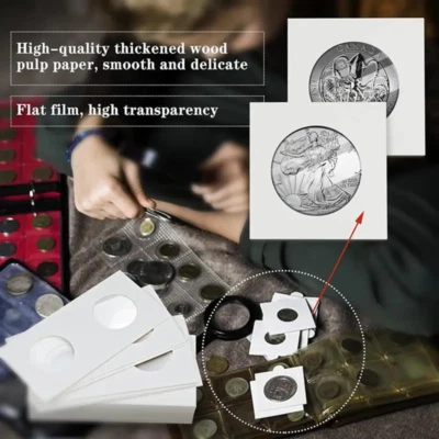 Coin Holder Clip Case Storage Flips Card for Collection 4cm Display Cardboard