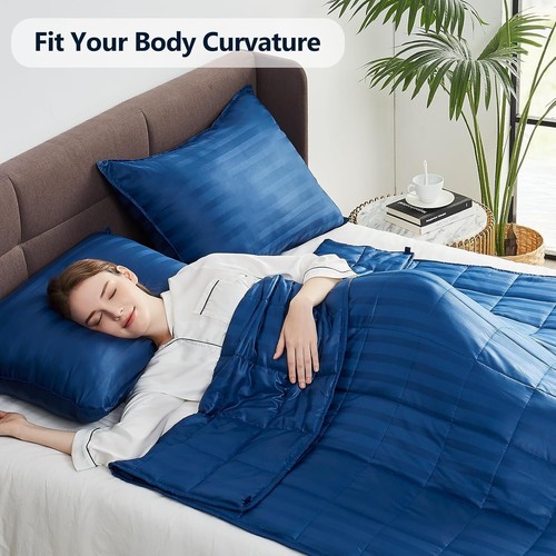 Ultra-Soft Navy Blue 60x80" Weighted Blanket - Perfect for Travel and Napping - Picture 7 of 8