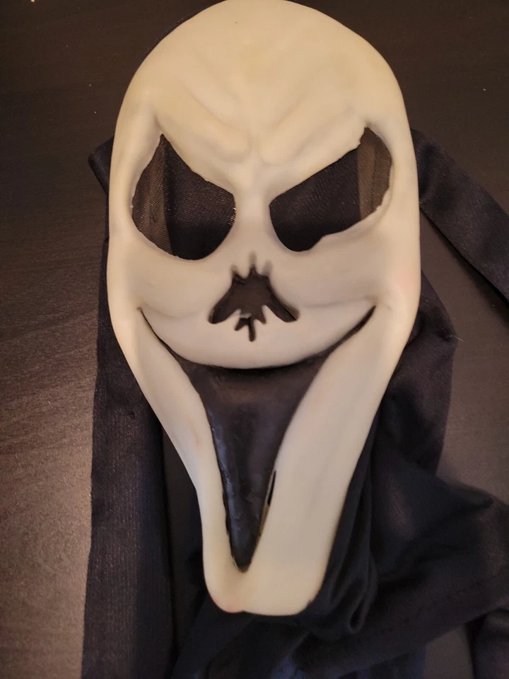 Scream Halloween Costume Long Face Ghost Face Mask With Hood Black No Nose - Image 2 of 4