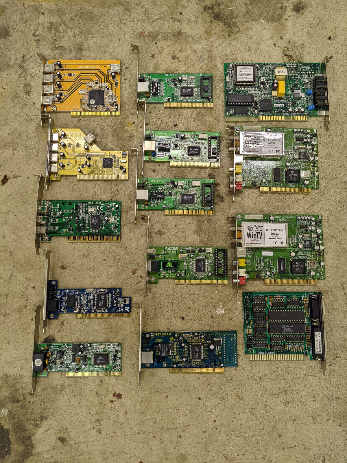 Lot of 14 Old Vintage Computer PC Expansion Add On Interface Cards PCI ISA