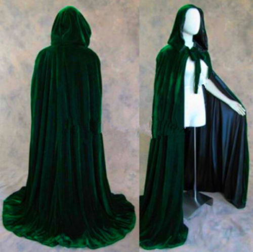 Velvet Hooded Cloak Cape Medieval Renaissance Costume LARP Halloween Fancy Dress - Picture 14 of 20